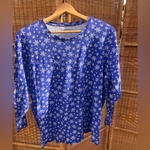 Woman Within Blue Snowflake Long Sleeve Tee